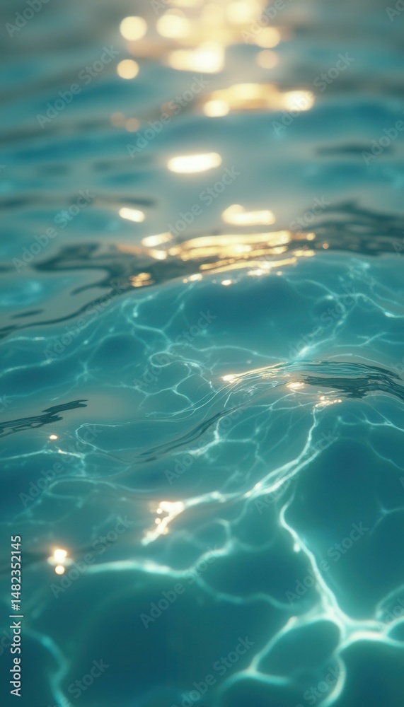 Leinwandbilder Serene Surface of Turquoise Water with Sun Reflections Creating Abstract Patterns