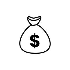 Money bag icon on white background. Editable stroke.