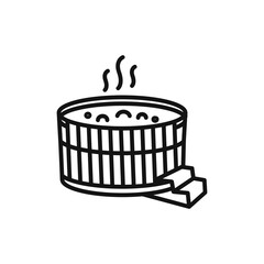 Hot jacuzzi tub icon on white background. Editable stroke.