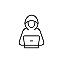 Hacker icon on white background. Editable stroke.
