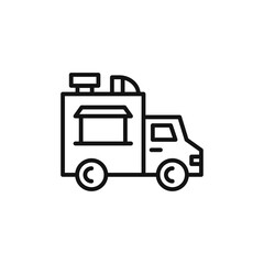 Food truck icon on white background. Editable stroke.