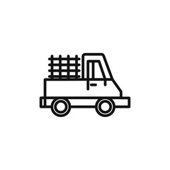 Farmer pickup truck icon on white background. Editable stroke.