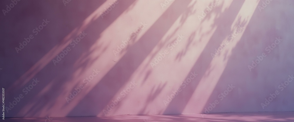 Aufkleber abstract pink wall with shadows of leaves, creating a serene and dreamy backdrop