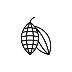 Cocoa Beans icon on white background. Editable stroke.