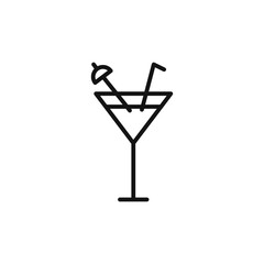 Cocktail icon on white background. Editable stroke.