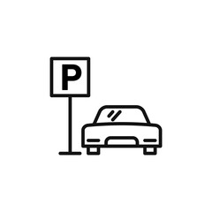 Car parking icon on white background. Editable stroke.