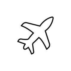 Airplane icon on white background. Editable stroke.