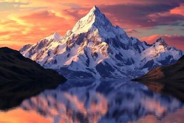 Breathtaking Mountain Peak with Crisp Snow and Clear Blue Sky