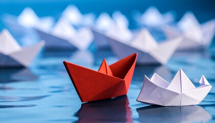 paper boats on blue water