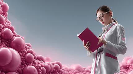 A Gentle Visual Representation of Medical Support and Innovation, Highlighting the Importance of Hospital Care, Cancer Assistance, Child Health, and Clear Cardiological Information on a Soft and Reass