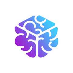 Elegant Abstract Brain Cube Vector Logo, brain box