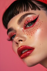closeup portrait photo beautiful woman makeup fashion