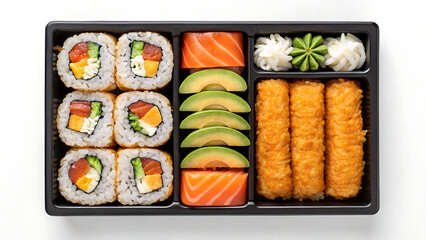 Traditional Japanese Bento Box – Assorted Sushi and Rice

