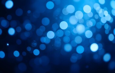 Blue Abstract Light Bokeh Background with White Dots