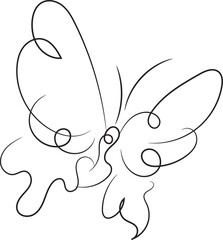 Elegant Continuous Line Drawing of a Butterfly Abstract Minimalist Nature Illustration