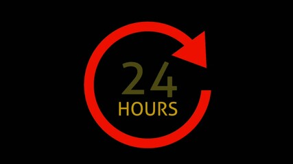 24 hour service illustration animation on black screen