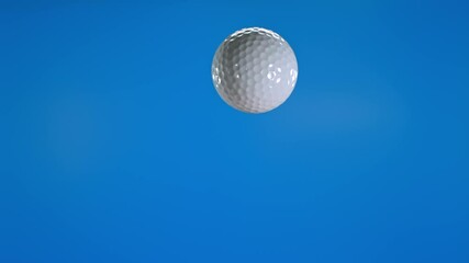 Golf Ball Flying and Rotating in Super Slow Motion on Blue Screen, 1000 fps.