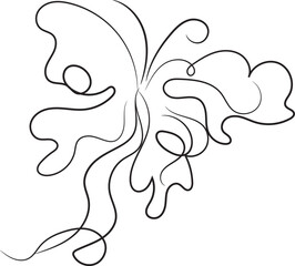 Abstract Butterfly Line Art Drawing Single Line Minimalist Illustration