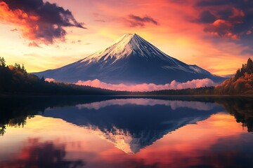 Dramatic Mountain Peak Standing Tall Above an Alpine Valley.
