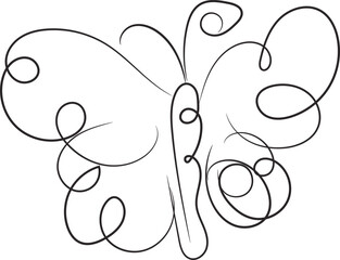 Elegant Continuous Line Drawing of a Butterfly Simple Minimalist Insect Design
