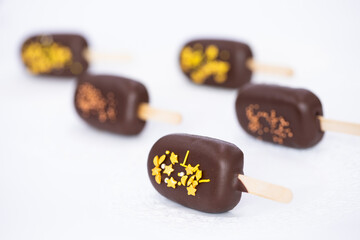 Homemade sweets made from natural and healthy ingredients. Festive background with mini cakes. Delicious cake