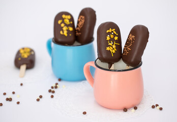 Homemade sweets made from natural and healthy ingredients. Festive background with mini cakes. Delicious cake