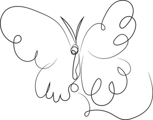 Elegant Single Line Drawing of a Butterfly Abstract Minimalist Art Print