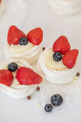 Homemade sweets made from natural and healthy ingredients. Festive background with mini cakes. Delicious cake