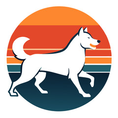 happy excited samoyed dog in running pose side view vector illustration