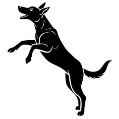 silhouette of dog jumping stance vector illustration