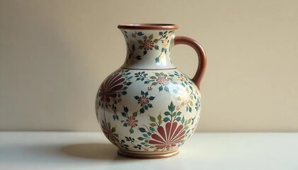 A large vase elegantly placed on a wooden table, showcasing its design against a natural backdrop	