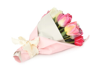 Bouquet of beautiful tulips isolated on white