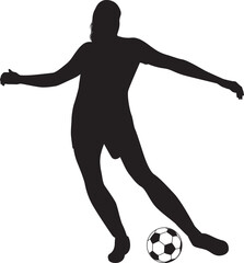 Silhouette Female Football Player passing The Football