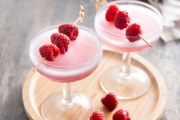 Elegant French Martini Cocktail on wooden table