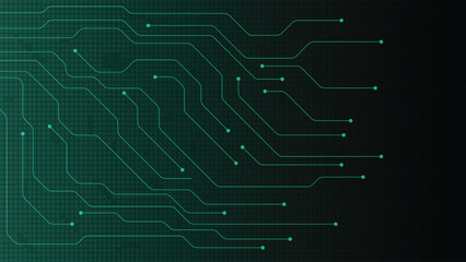 High tech background with glowing green circuit lines on a dark grid pattern ideal for digital themes futuristic layouts modern interfaces and electronic related design projects