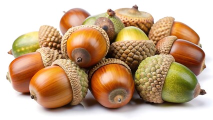 Acorns isolated on white background
