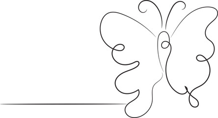 Simple Line Drawing of a Butterfly with Space for Text Minimalist Design Element