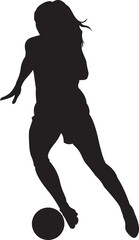 Silhouette Female Footballer passing the Football