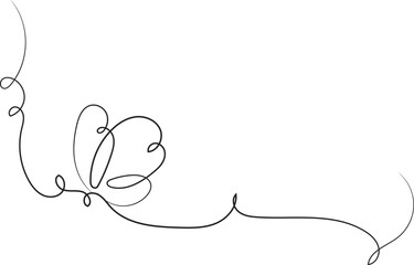 Elegant Continuous Line Art Flower Design Corner Element for Wedding Invitations or Branding