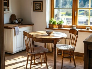 A bamboo and wood hybrid dining table, blending sustainable materials beautifully