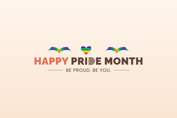 Happy Pride Month Be Proud Be You Rainbow Hearts and Arches