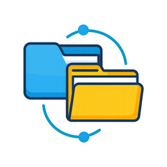 Data Transfer Icon Blue Yellow Folders Cloud Computing File Sharing