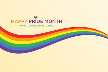 Happy Pride Month Born to Shine Born to Love Rainbow Wave Heart