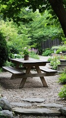 A bamboo and wood hybrid dining table, blending sustainable materials beautifully