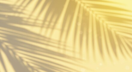 Soft golden light filtering through palm leaves, creating a serene tropical ambiance