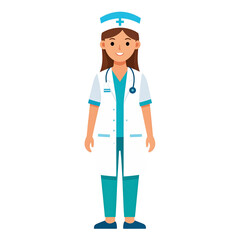 Smiling Female Doctor Wearing White Coat and Stethoscope Ready to Help Patients