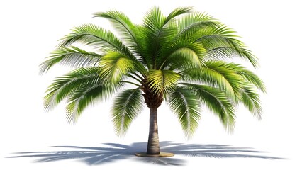 Obraz premium Cut out large tropical palm tree with shadow isolated on white background