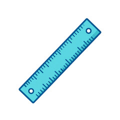Blue Ruler Illustration Measurement Tool for School Supplies Design