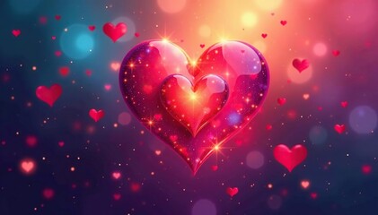 Three hearts forming a triangle, vibrant colors, symbolic of love , care, balance, support