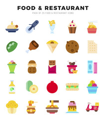 Set of Flat Food and Restaurant Icons. Flat art icon. Vector illustration